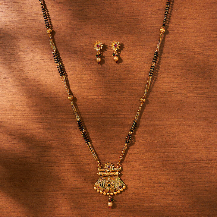 Antique Classic Mangalsutra With Matte Gold Plating 221616