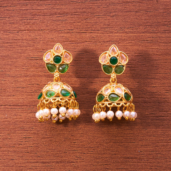 Antique Moti Jhumki With Gold Plating 221621