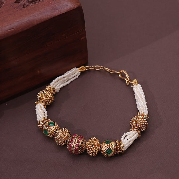 Antique Pearl Bracelet With Gold Plating 221632