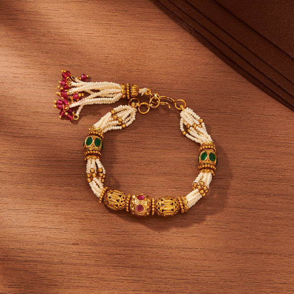 Antique Pearl Bracelet With Gold Plating 221638