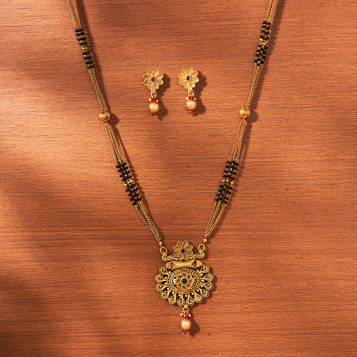 Antique Classic Mangalsutra With Matte Gold Plating 221679