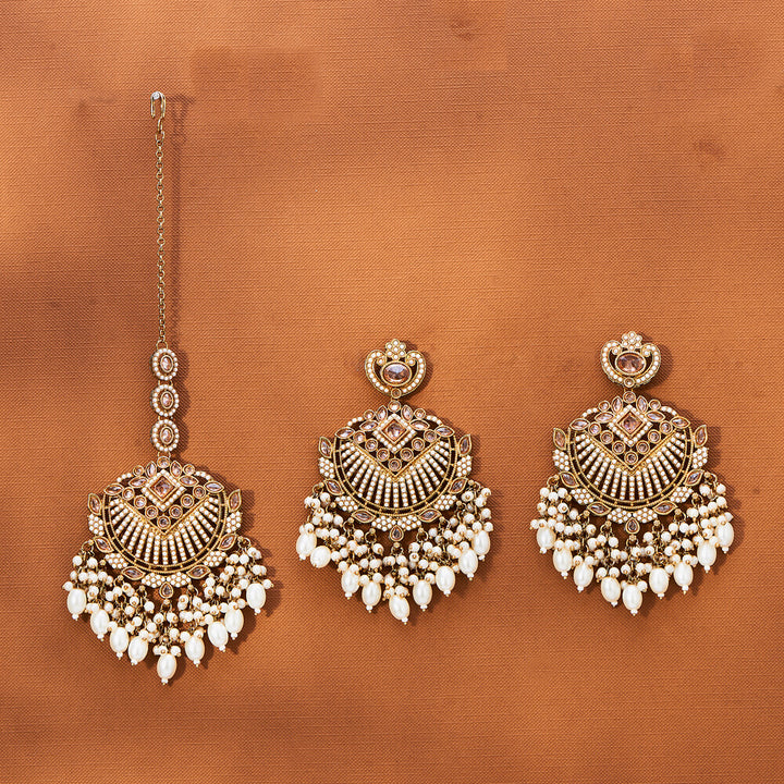 Antique Long Earring Tikka With Mehndi Plating 221770