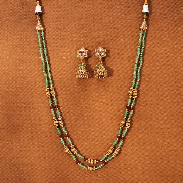 AntiquePearl Mala Necklace With Gold Plating 221786