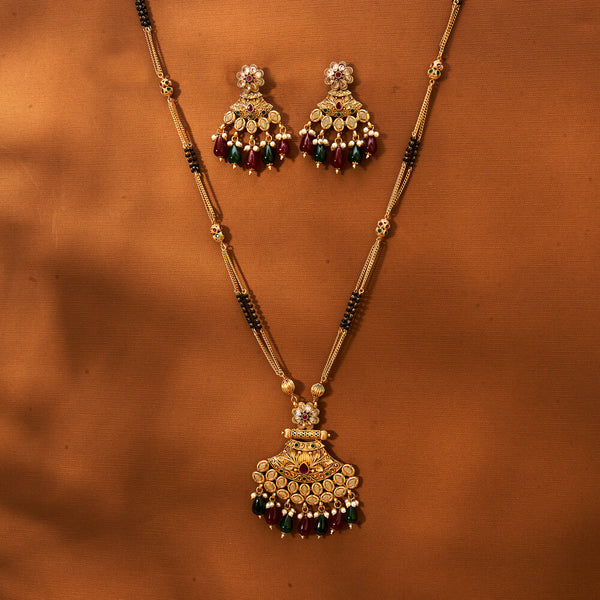 Antique Moti Mangalsutra With Matte Gold Plating 221790