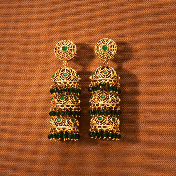 Antique Triple Jhumki With Gold Plating 221802
