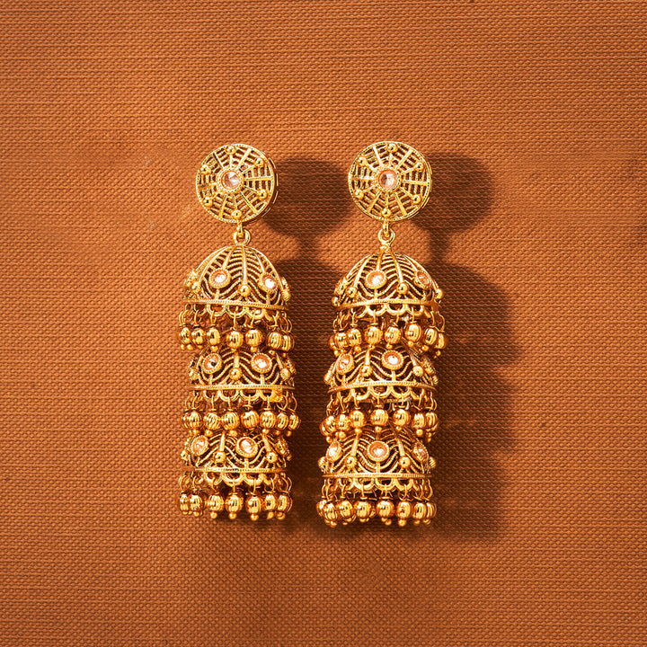Antique Triple Jhumki With Gold Plating 221802