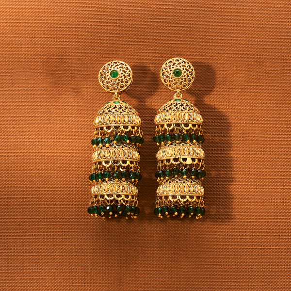 Antique Triple Jhumki With Gold Plating 221840