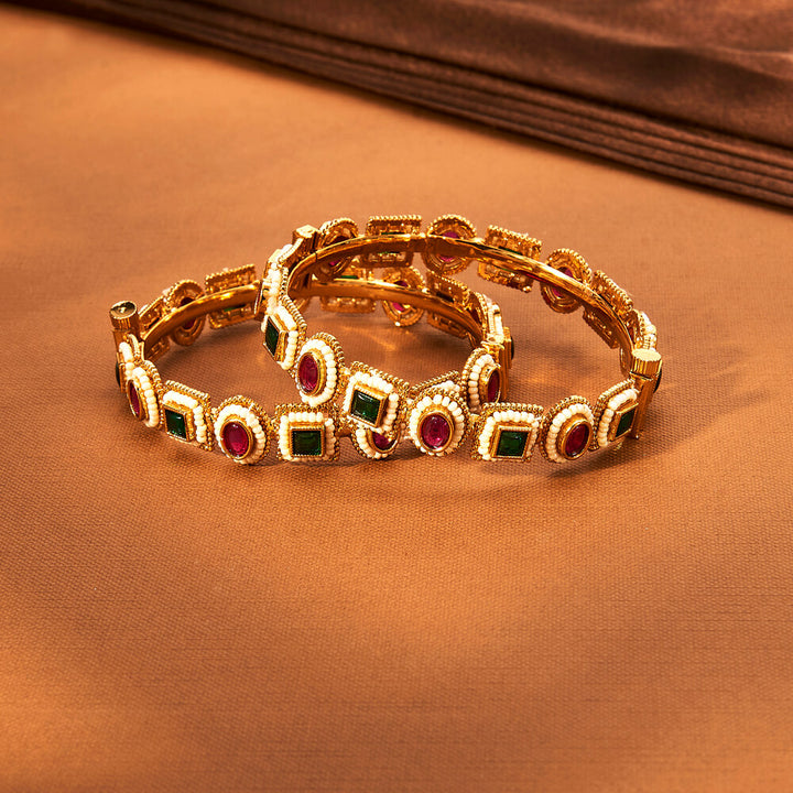 Antique Openable Bangles With Gold Plating 221852