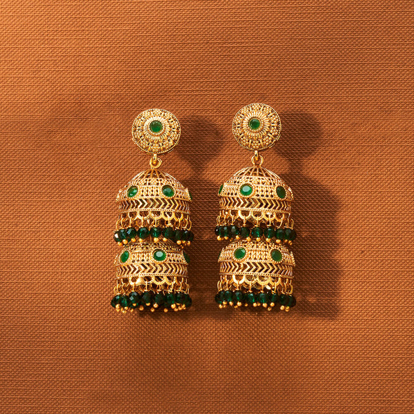 Antique Double Jhumki With Gold Plating 221888