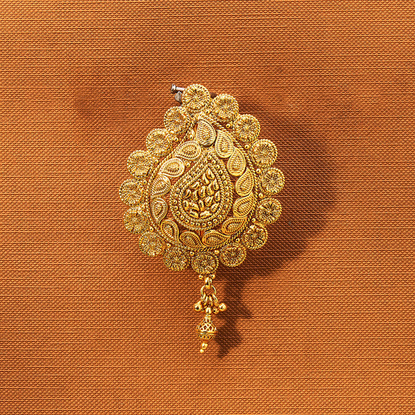 Antique Plain Gold Hair Brooch With Gold Plating 221914