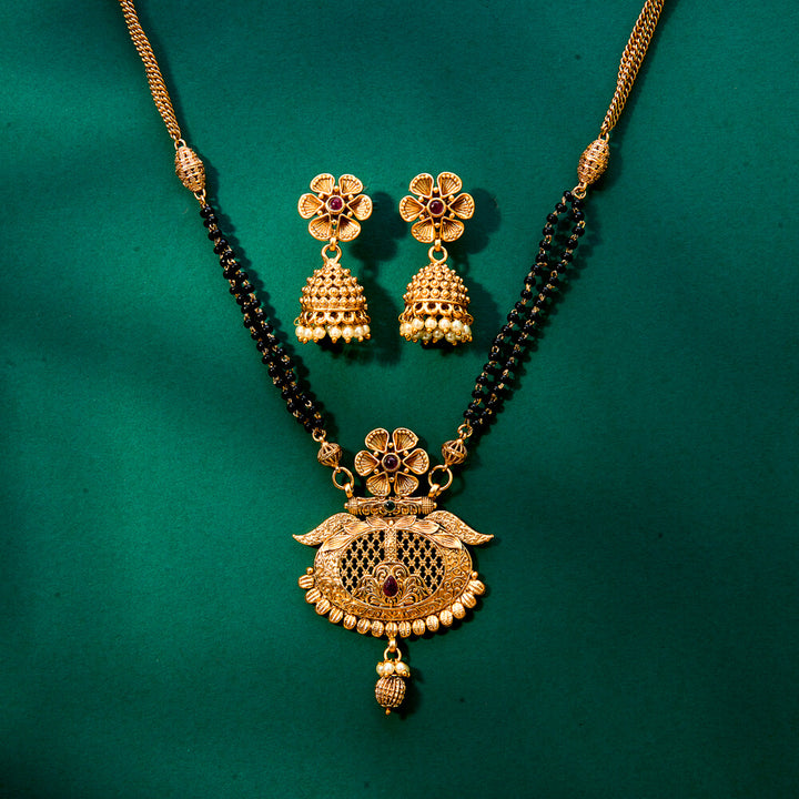 Antique Classic Mangalsutra With Matte Gold Plating 221928