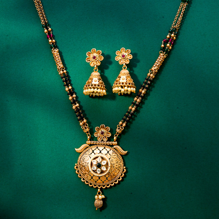 Antique Classic Mangalsutra With Matte Gold Plating 221930