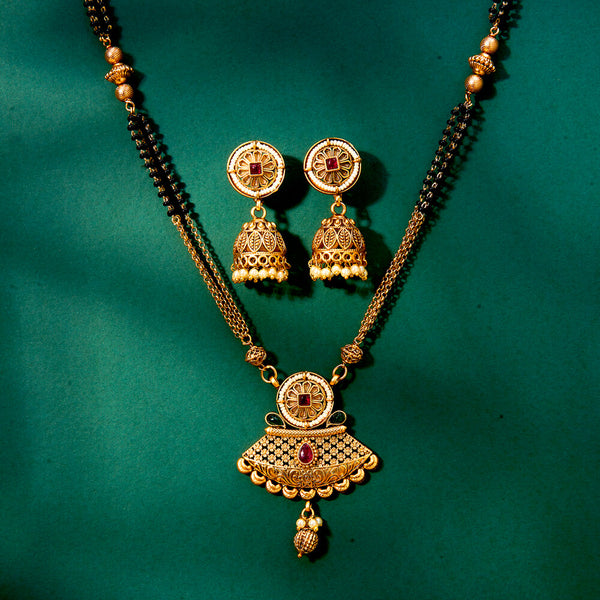 Antique Classic Mangalsutra With Matte Gold Plating 221962