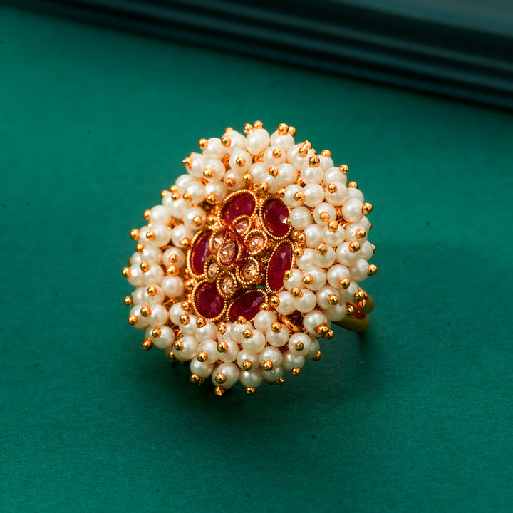 Antique Pearl Ring With Gold Plating 221985