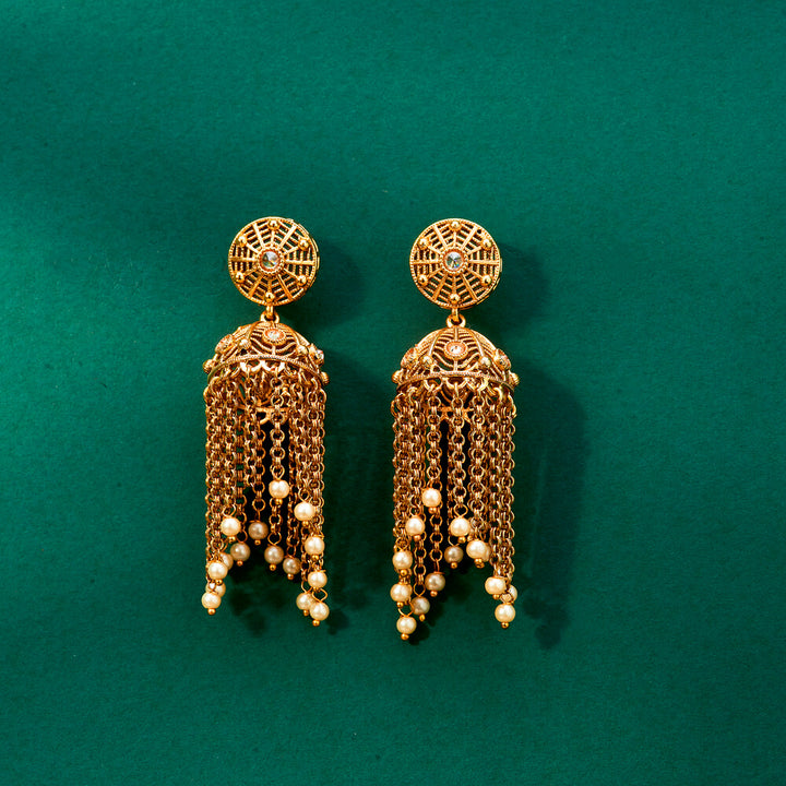 Antique Jhumki With Gold Plating 221989