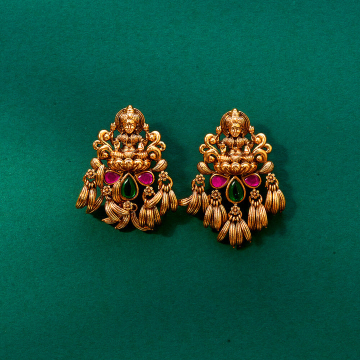 Antique South Indian Earring With Matte Gold Plating 222002