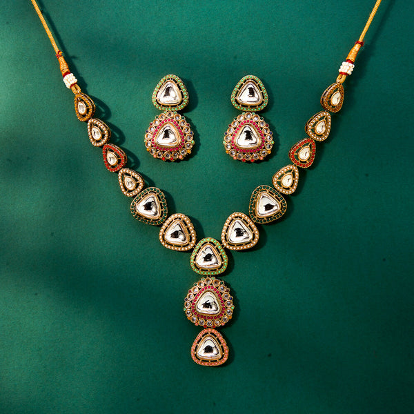 Antique Classic Necklace With Mehndi Plating 222035