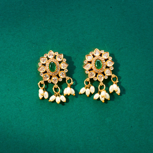 Antique Moti Earring With Gold Plating 222098