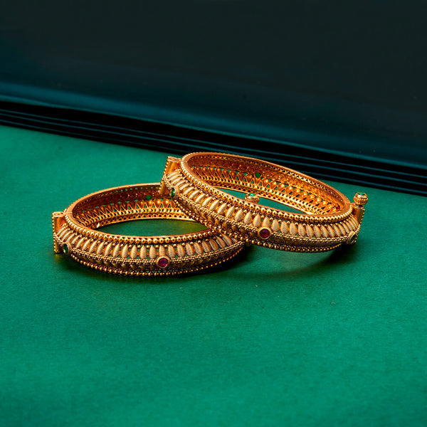 Antique Openable Bangles With Matte Gold Plating 222101