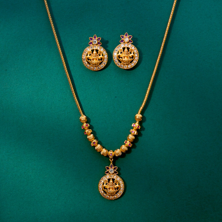 Antique South Indian Pendant Set With Gold Plating 222119