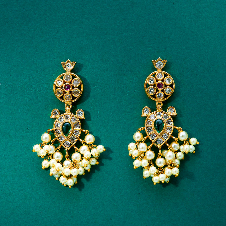 Antique Moti Earring With Gold Plating 222123