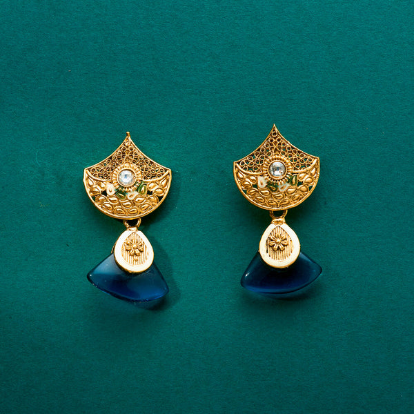 222160 Antique Meenakari Earring With Matte Gold Plating