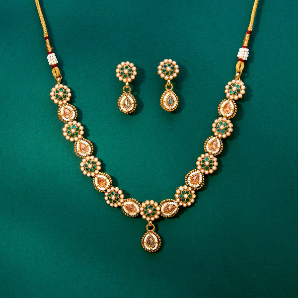 Antique Pearl Necklace With Gold Plating 222161