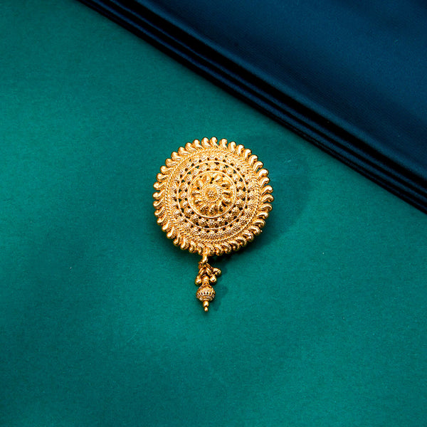 222202 Antique Plain Gold Hair Brooch With Gold Plating