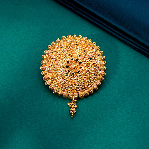 222203 Antique Plain Gold Hair Brooch With Gold Plating