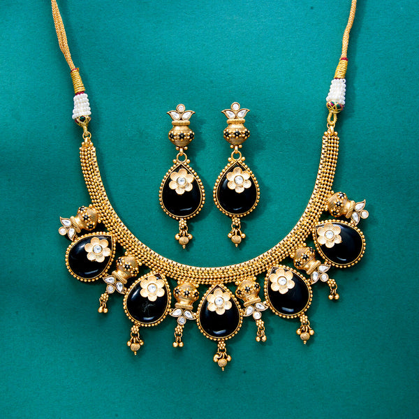 222233 Antique Meenakari Necklace With Gold Plating