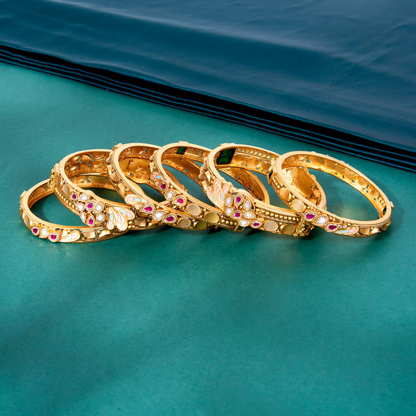 222237 Antique Meenakari Bangles With Matte Gold Plating