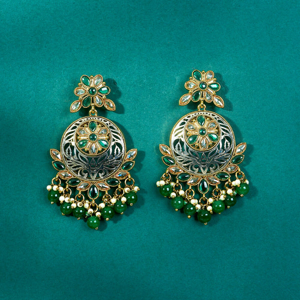 222240 Antique Moti Earring With Mehndi Plating