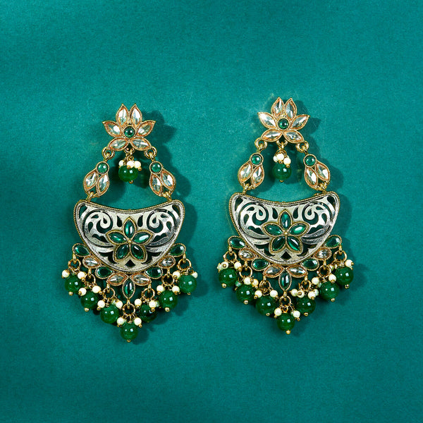 222241 Antique Moti Earring With Mehndi Plating