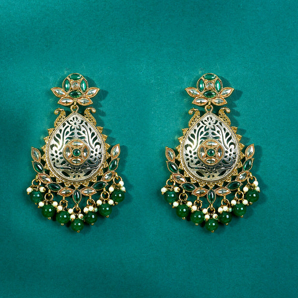 222242 Antique Moti Earring With Mehndi Plating