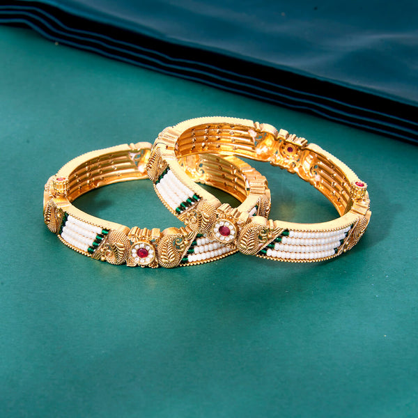 222246 Antique Openable Bangles With Matte Gold Plating