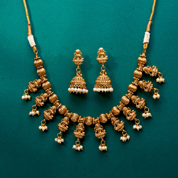 222248 Antique South Indian Necklace With Gold Plating