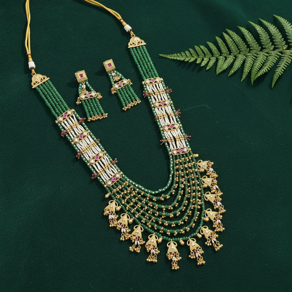 222269 Antique Long Necklace SetWith Gold Plating