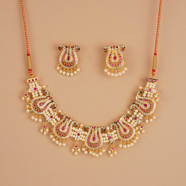 222338 Antique Classic Necklace Set With Gold Plating
