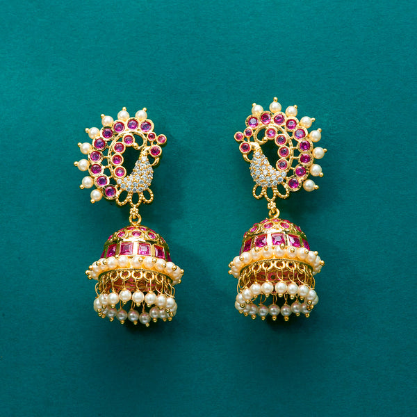 222414 Antique Peacock Earring With Gold Plating