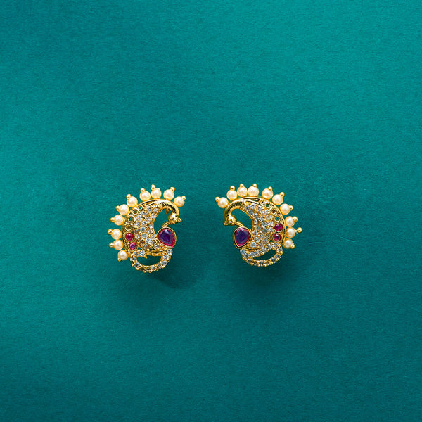 222415 Antique Peacock Earring With Gold Plating