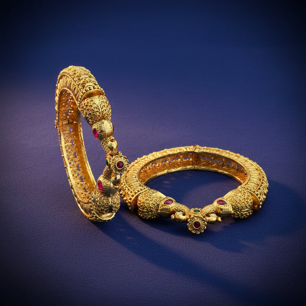 222432 Antique Openable Bangles With Gold Plating