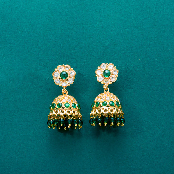 222471 Antique Jhumki With Gold Plating