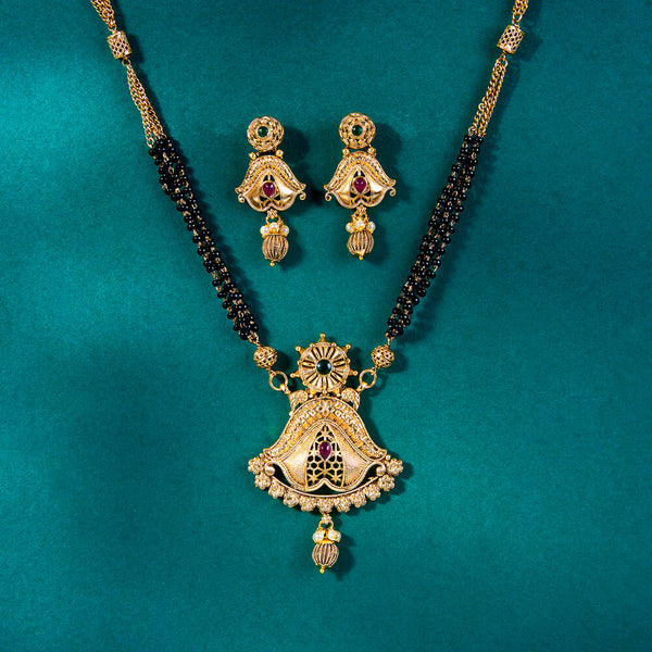 222552 Antique Classic Mangalsutra With Matte Gold Plating