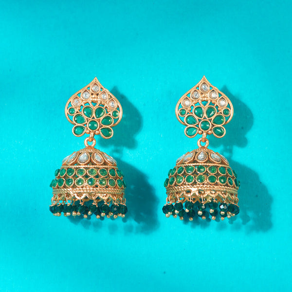 Antique Jhumki With Matte Gold Plating 222648