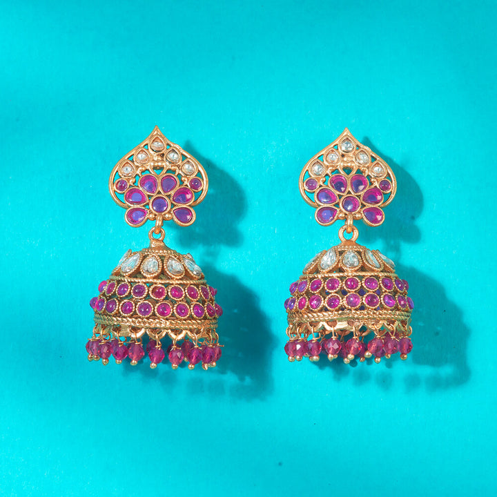 Antique Jhumki With Matte Gold Plating 222648