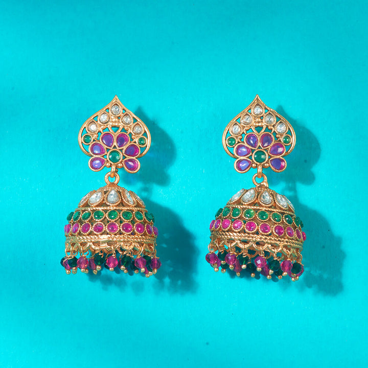 Antique Jhumki With Matte Gold Plating 222648