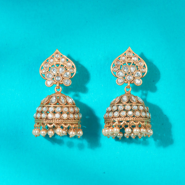 Antique Jhumki With Matte Gold Plating 222648