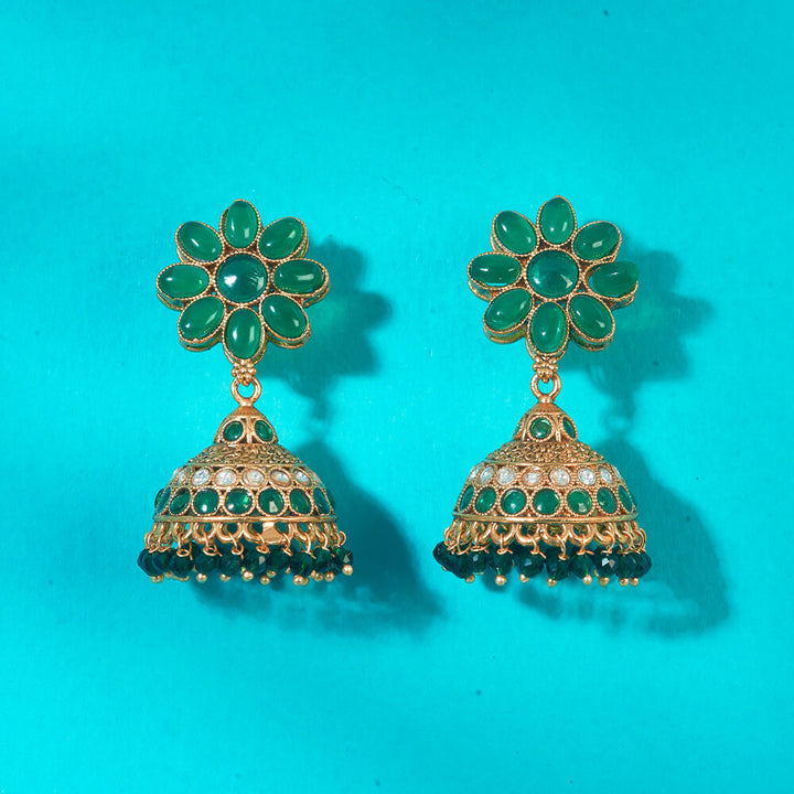 Antique Jhumki With Matte Gold Plating 222651