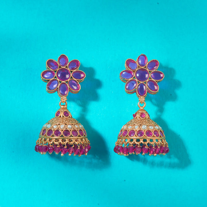 Antique Jhumki With Matte Gold Plating 222651
