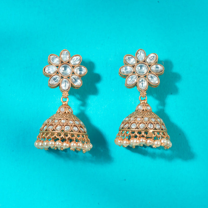 Antique Jhumki With Matte Gold Plating 222651